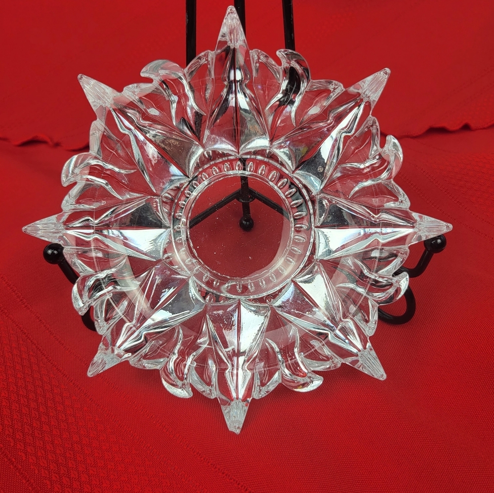 Pair of Vtg Crystal Starburst Flame Sparkling Candle Votive Holder